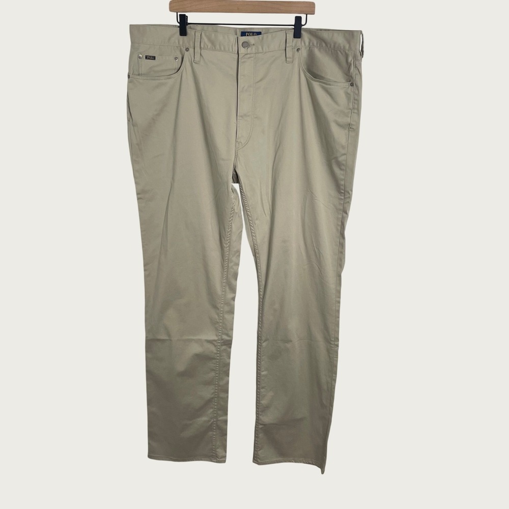 Polo Ralph Lauren Chino Pants Mens 44x36 Khaki Tan Classic Fit Stretch Preppy